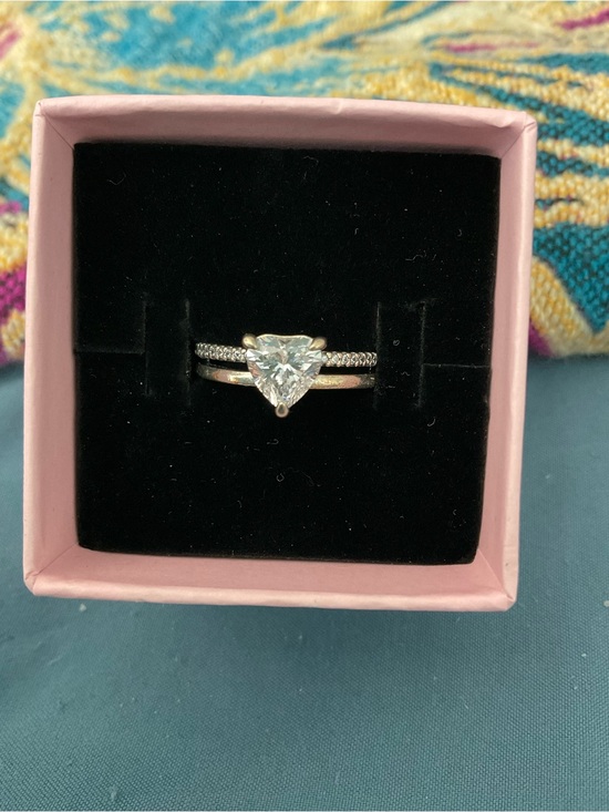 Pandora Jewelry - Pandora Silver Heart-Cut CZ Solitaire with Pavé Band